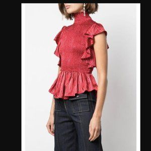 Like new Silk Cinq a Sept ruffled kimiko turtleneck top
